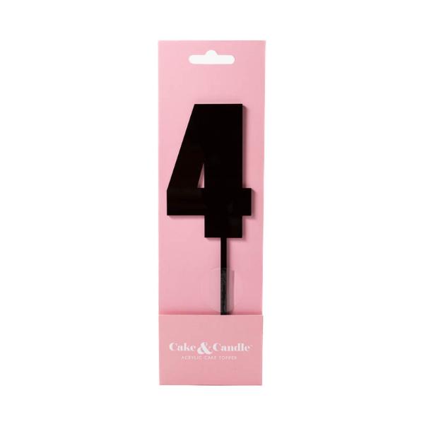 Black Mega Number 4 Cake Topper