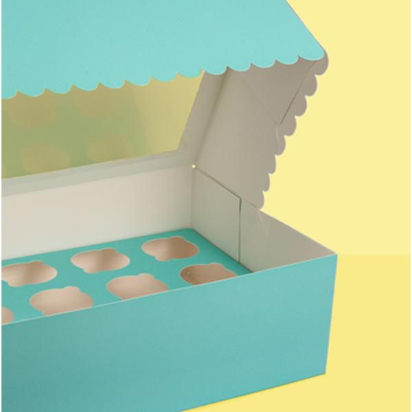Pastel Blue 12 Holes Papyrus Scalloped Tall Cupcake Box