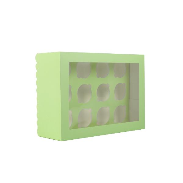Pastel Green 12 Holes Papyrus Scalloped Tall Cupcake Box