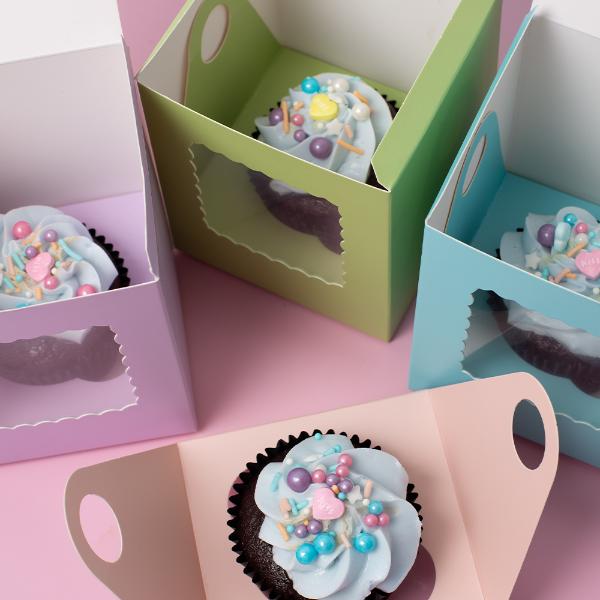 6 Pack Single White Scalloped Cupcake Box