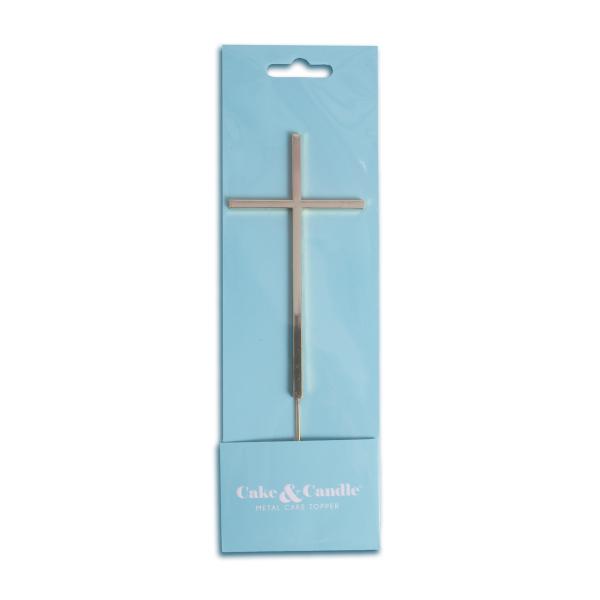 Silver Fine Cross Cake Topper