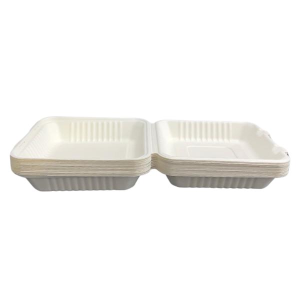 20 Pack Eco Friendly Zafpack Sugarcane Clamshell - 23.5cm x 23cm x 5cm