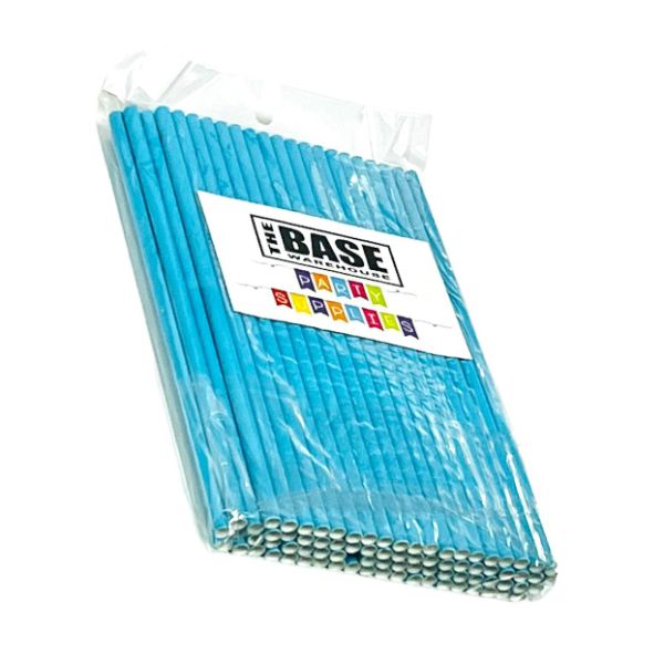 80 Pack Light Blue Paper Straws