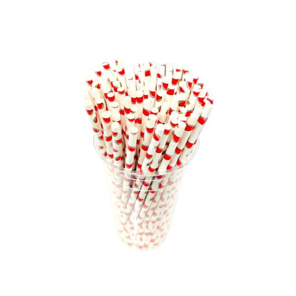 80 Pack Watermelon Paper Straws - 0.6cm x 19.7cm