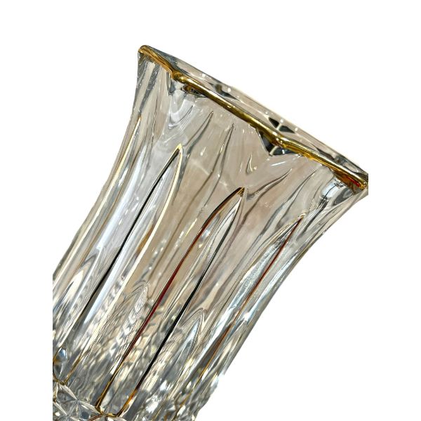 Large Clear Design Glass Vase With Gold Insert
