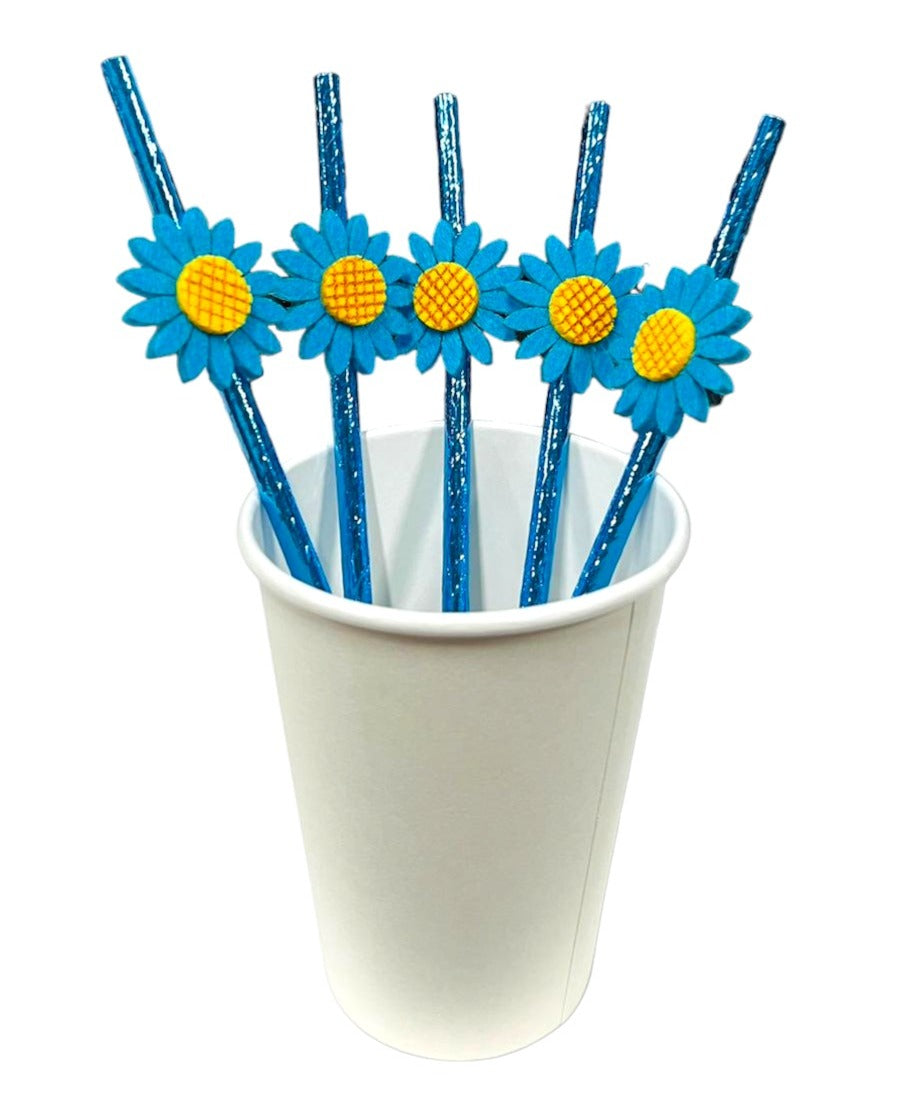 5 Pack Daisy Paper Straw
