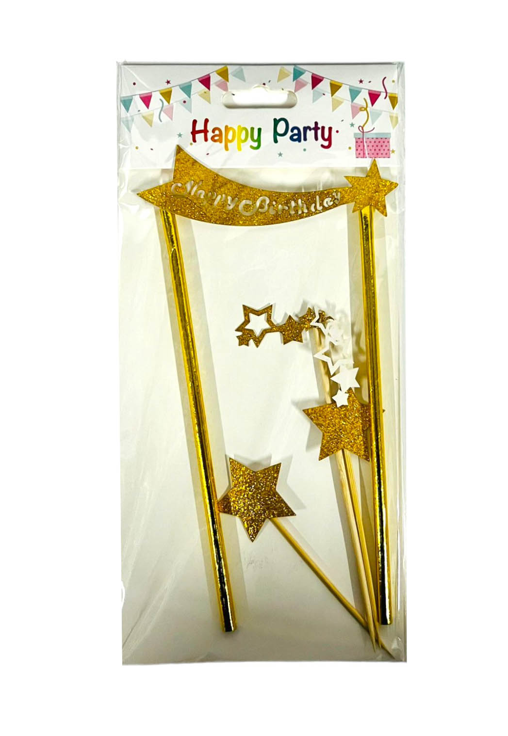 4 Pack Star Happy Birthday Cake Topper