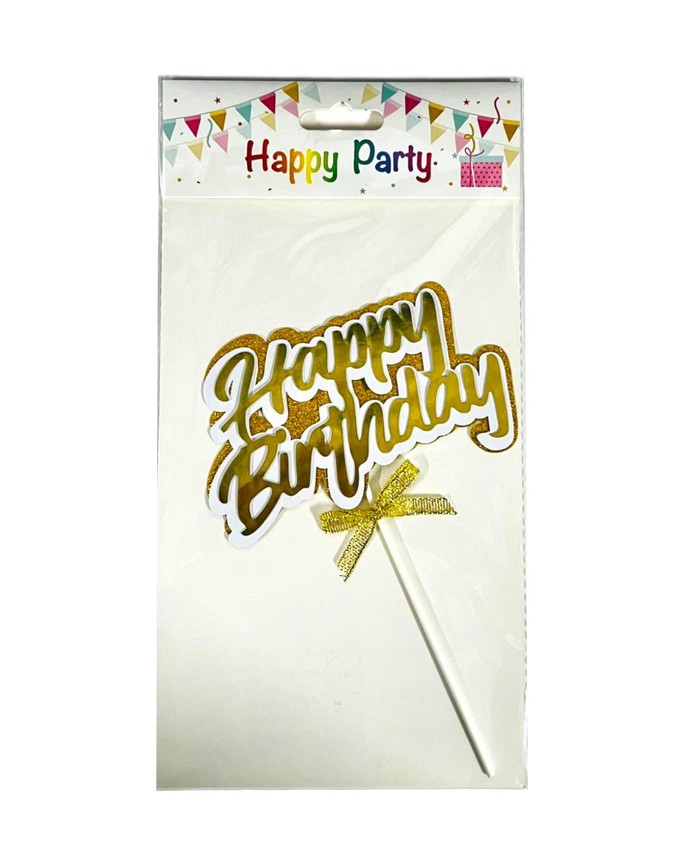 Gold Or Black Happy Birthday Cake Topper