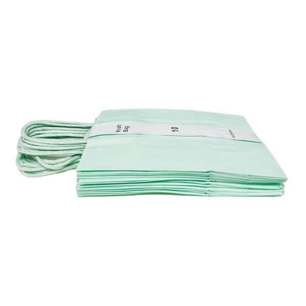 10 Pack Mint Green Kraft Bag - 16cm x 22cm x 8cm