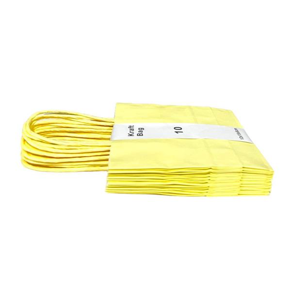 10 Pack Yellow Kraft Bag - 12cm x 15cm x 6cm