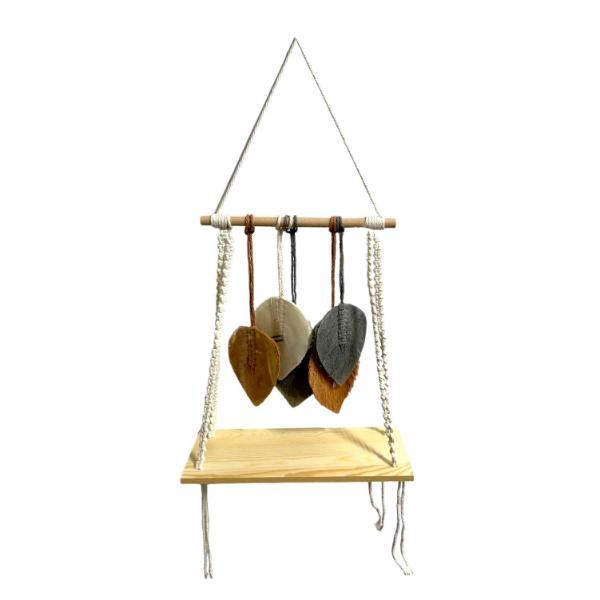 Macrame Wooden Hanging Shelf - 25cm