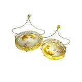 Load image into Gallery viewer, 2 Set Of Round Ramadan Gold Tray With Clear Lid & Handle