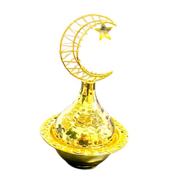 Small Gold Round Mini Snack Bowl With Moon Lid