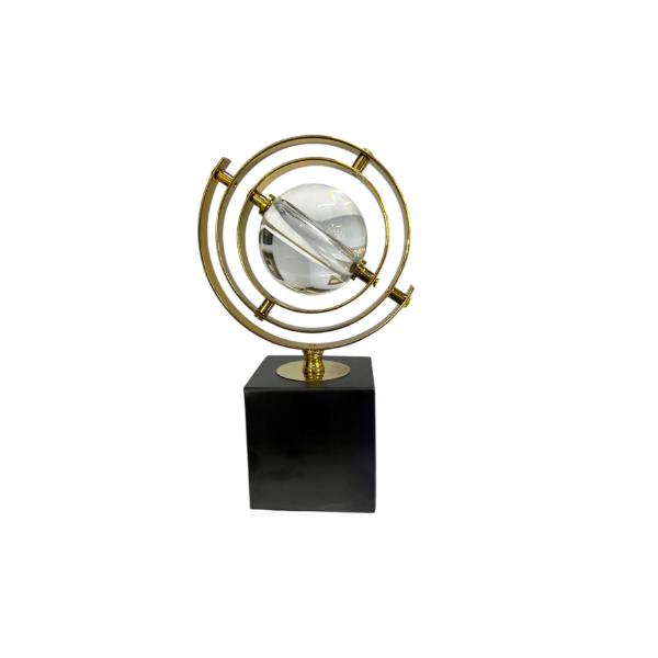 Crystal Globe With Gold Stand Table Decor