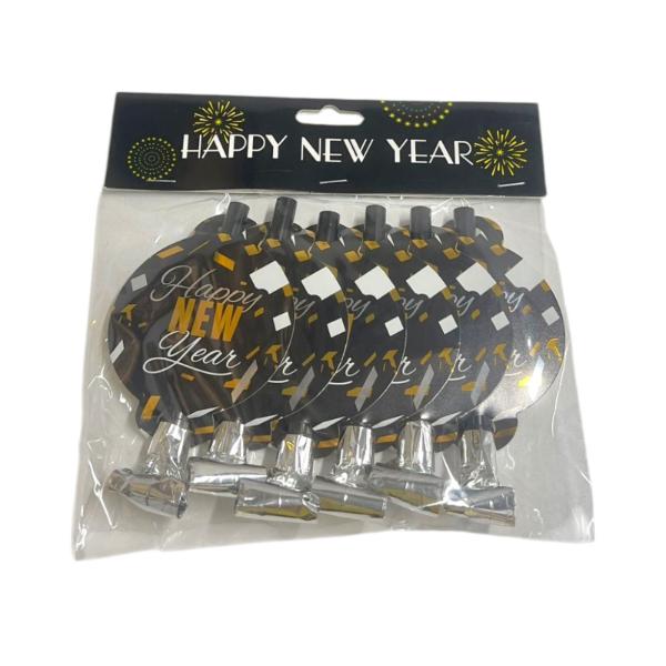 6 Pack Gold Or Silver NYE Party Blowers