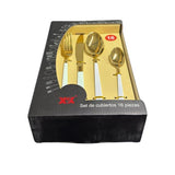 Load image into Gallery viewer, 16 Pack White & Gold Cutlery Box Set