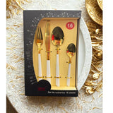 Load image into Gallery viewer, 16 Pack White & Gold Cutlery Box Set