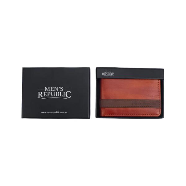 Tan Mens Republic Vegan Leather Wallet - 10.7cm x 7.7cm x 1.9cm