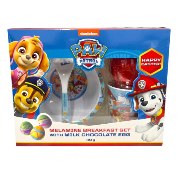 Paw Patrol Melamine Breakfast Set With Milk Chocolate Egg - 40g