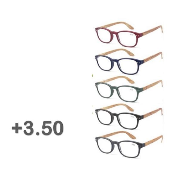 Bamboo Look Arm Reading Glasses - +3.5