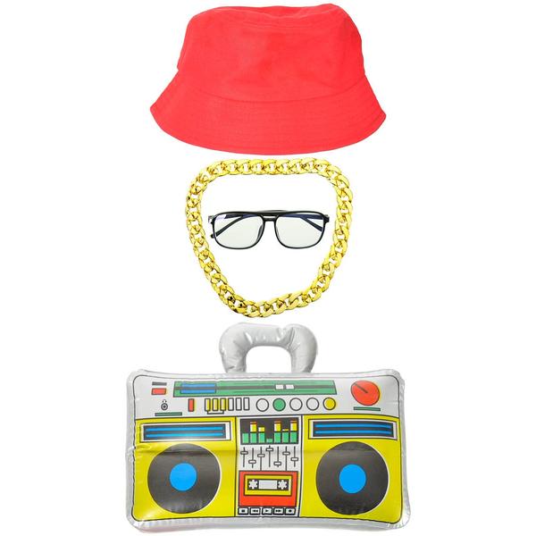 4 Pack 90s Boombox Hip Hop Accessory Set