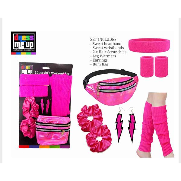 10 Pack 80s Neon Pink Set