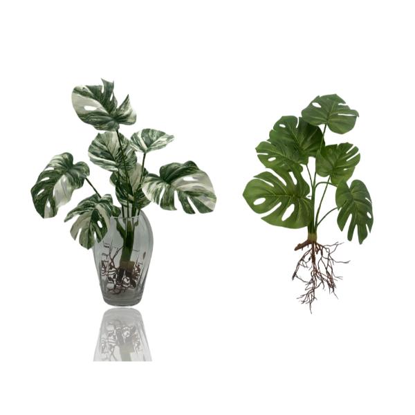 Artificial Green 7 Head Monstera Bunch