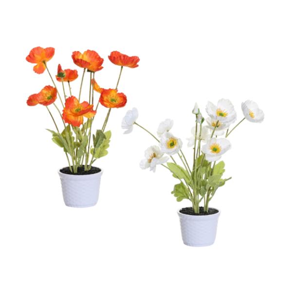 Artificial Poppy Flower In The Pot - 35cm