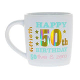 Load image into Gallery viewer, Ceramic Happy 50th White Gold Foil Mug - 350ml