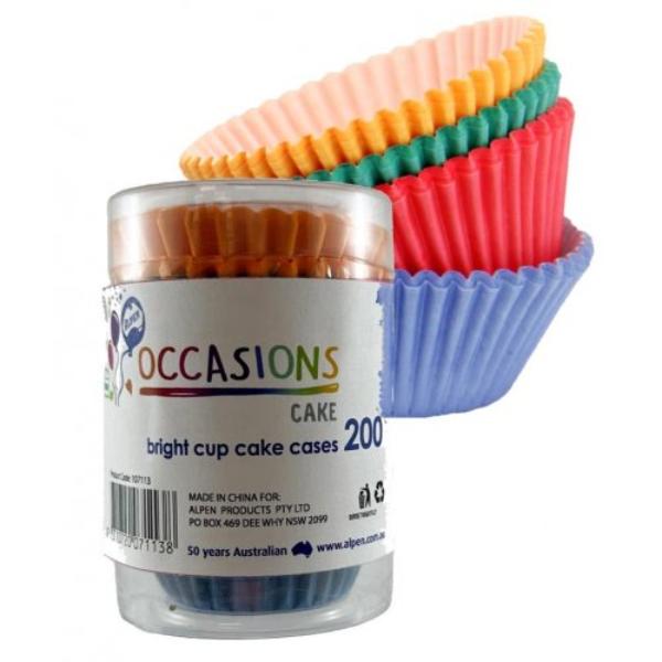 200 Pack Assorted Bright Cup Cake Cases
