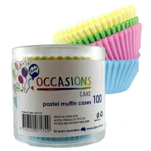 100 Pack Pastel Muffin Cases - 5.5cm x 2.95cm