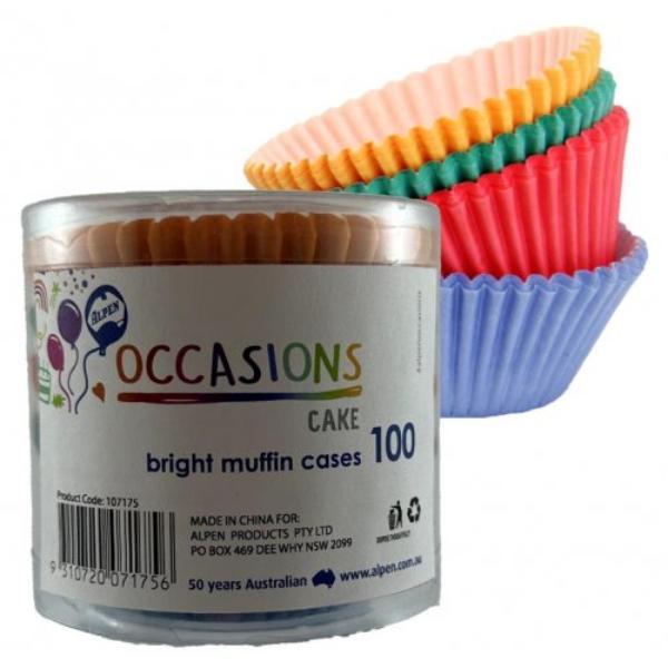 100 Pack Assorted Bright Muffin Cases