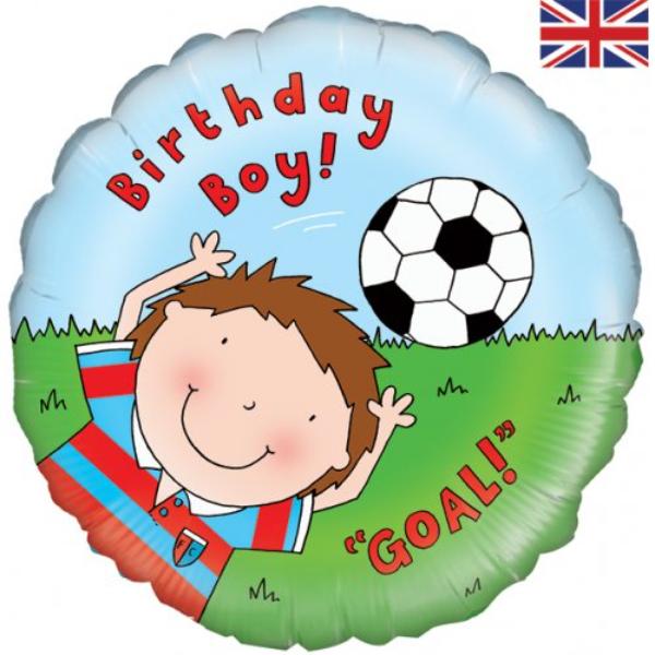 Round Birthday Boy Footballer Foil Balloon - 45cm