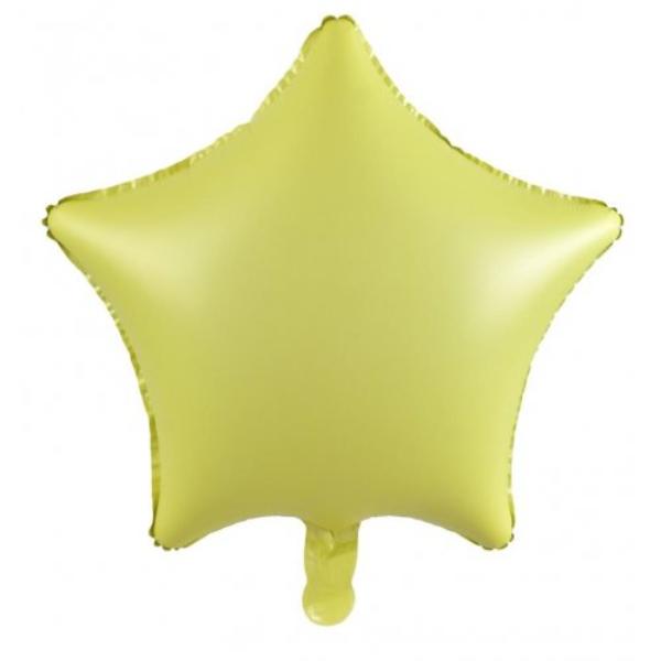 Matt Pastel Yellow Decrotex Star Foil Balloon - 45cm