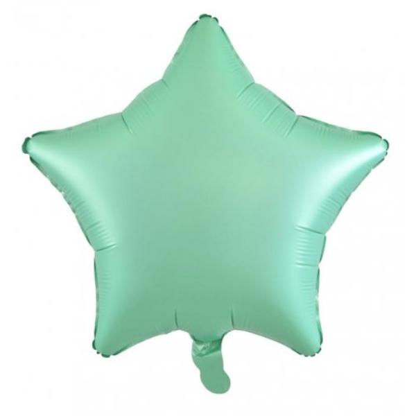 Matt Pastel Mint Decrotex Star Foil Balloon - 45cm