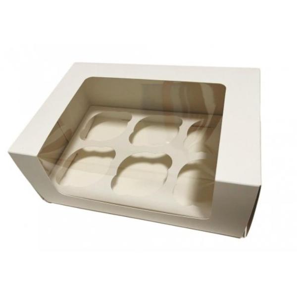 White 6 Cup Cake Box
