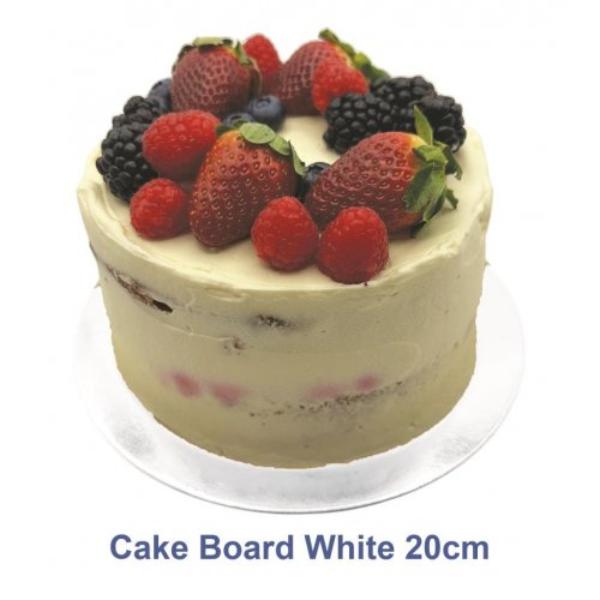 8 Pack White Gloss Masonite Cake Board - 20cm