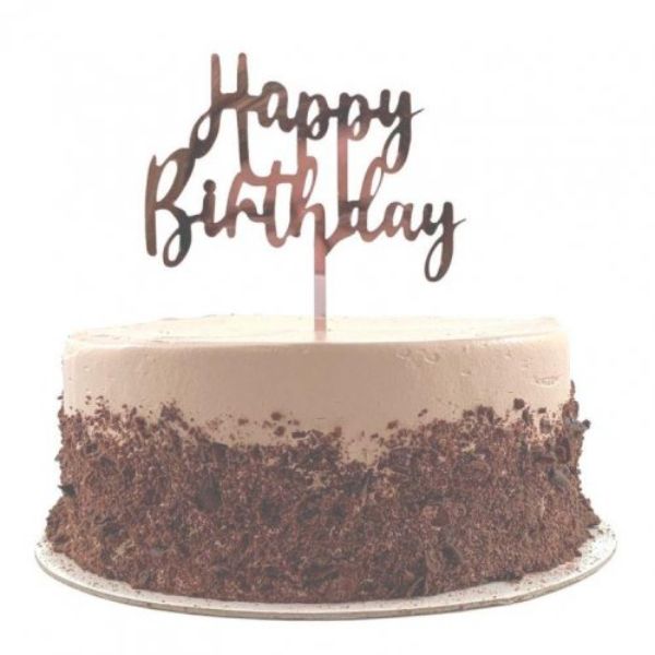 Rose Gold Acrylic Happy Birthday Cake Topper - 0.2cm