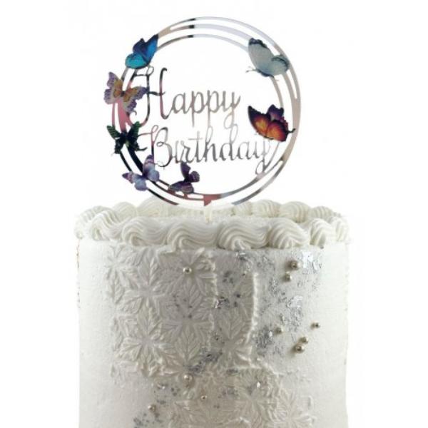 Acrylic Butterflies Happy Birthday Cake Topper - 0.2cm