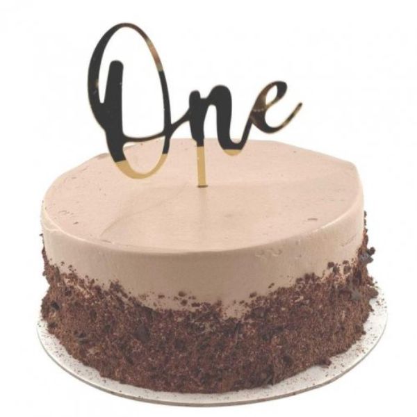 Gold Acrylic One Cake Topper - 0.2cm