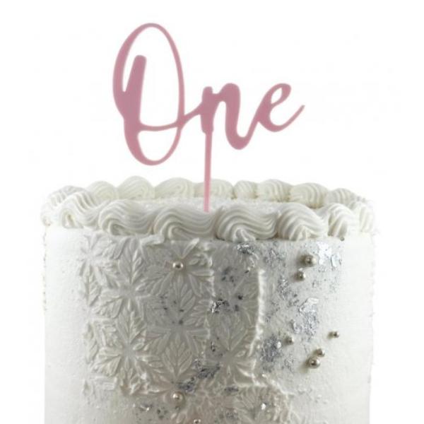 Acrylic Light Pink One Cake Topper - 0.2cm