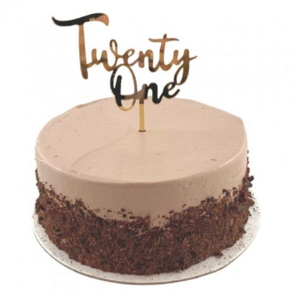Gold Acrylic Twenty One Cake Topper - 0.2cm
