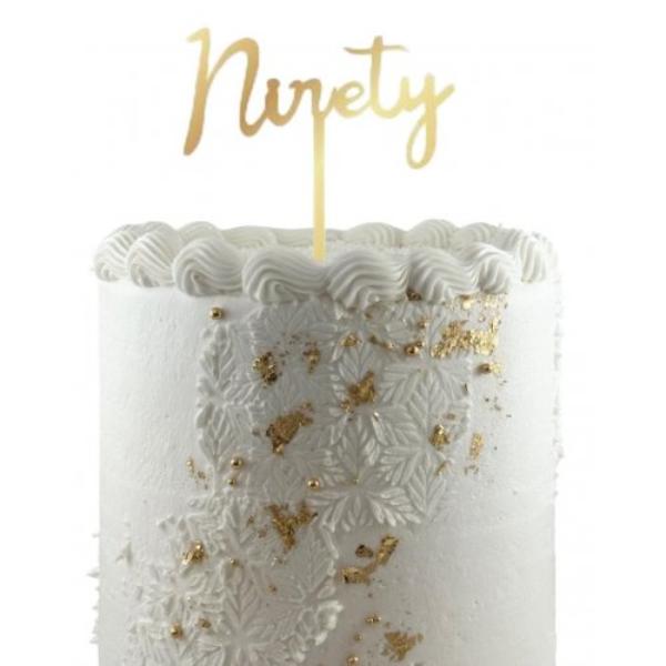 Gold Acrylic Ninety Cake Topper - 0.2cm