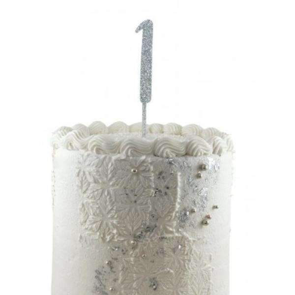 Acrylic Silver Glitter 1 Cake Topper - 0.25cm