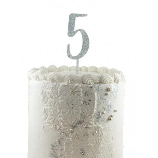 Acrylic Silver Glitter 5 Cake Topper - 0.25cm