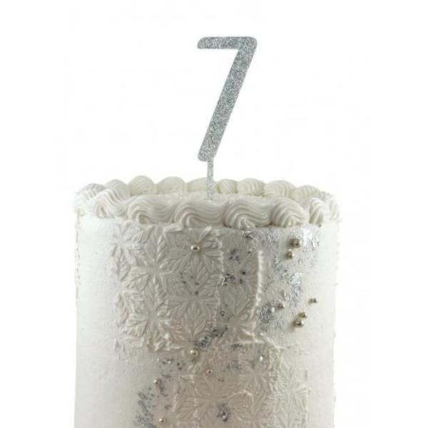 Acrylic Silver Glitter 7 Cake Topper - 0.25cm