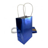 Load image into Gallery viewer, 5 Pack Metallic Blue Paper Party Bags - 21.5cm x 13cm x 8cm