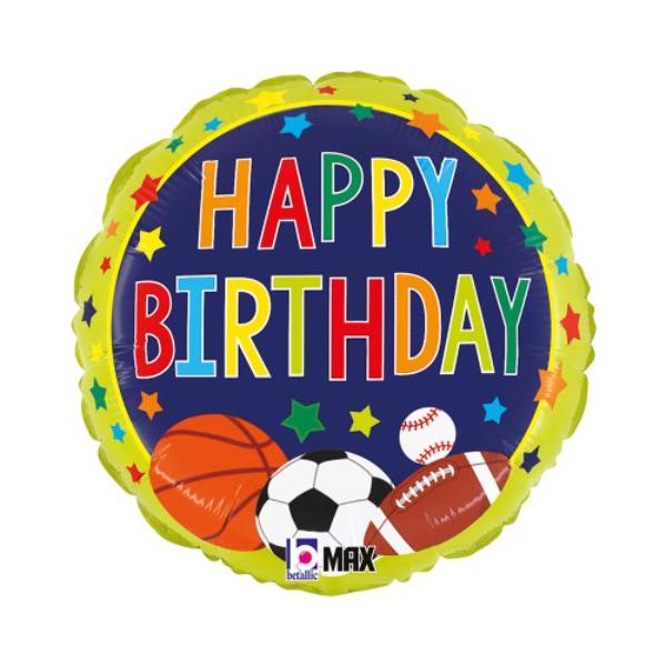 Round Multi Sports Birthday Foil Balloon - 45cm