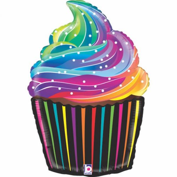 Rainbow Cupcake Shape Foil Balloon - 68cm