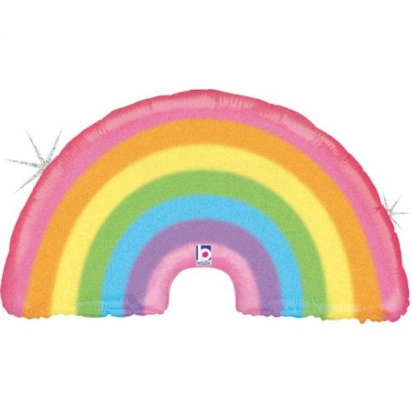 Glitter Pastel Rainbow Shape Foil Balloon - 91cm